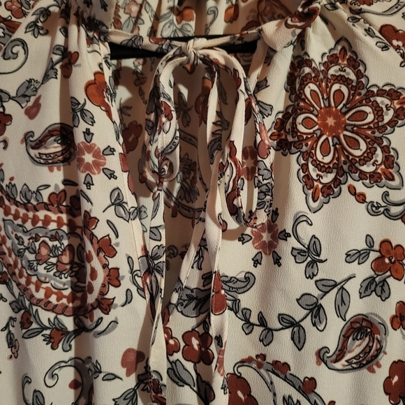 Banana Republic V-Neck Tie Ruffled Long Sleeve Paisley Peasant Midi Dress 8 - Picture 10 of 10